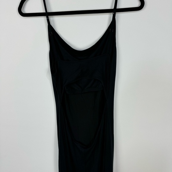 Skims Black Open Back Detail Maxi Slip Dress Lounge Bodycon - Picture 4 of 6